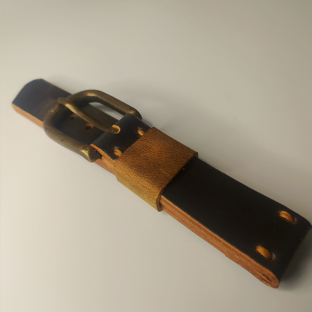 Wrist Bound 22mm Slick Black Leather/Light Brown Stitching