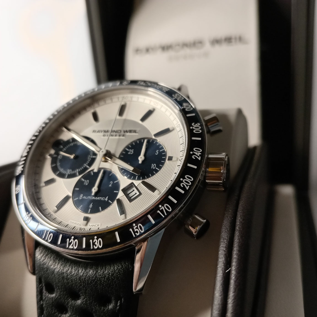 Reloj automático de plata para hombre Freelancer de Raymond Weil 7740-SC3-65521 de segunda mano