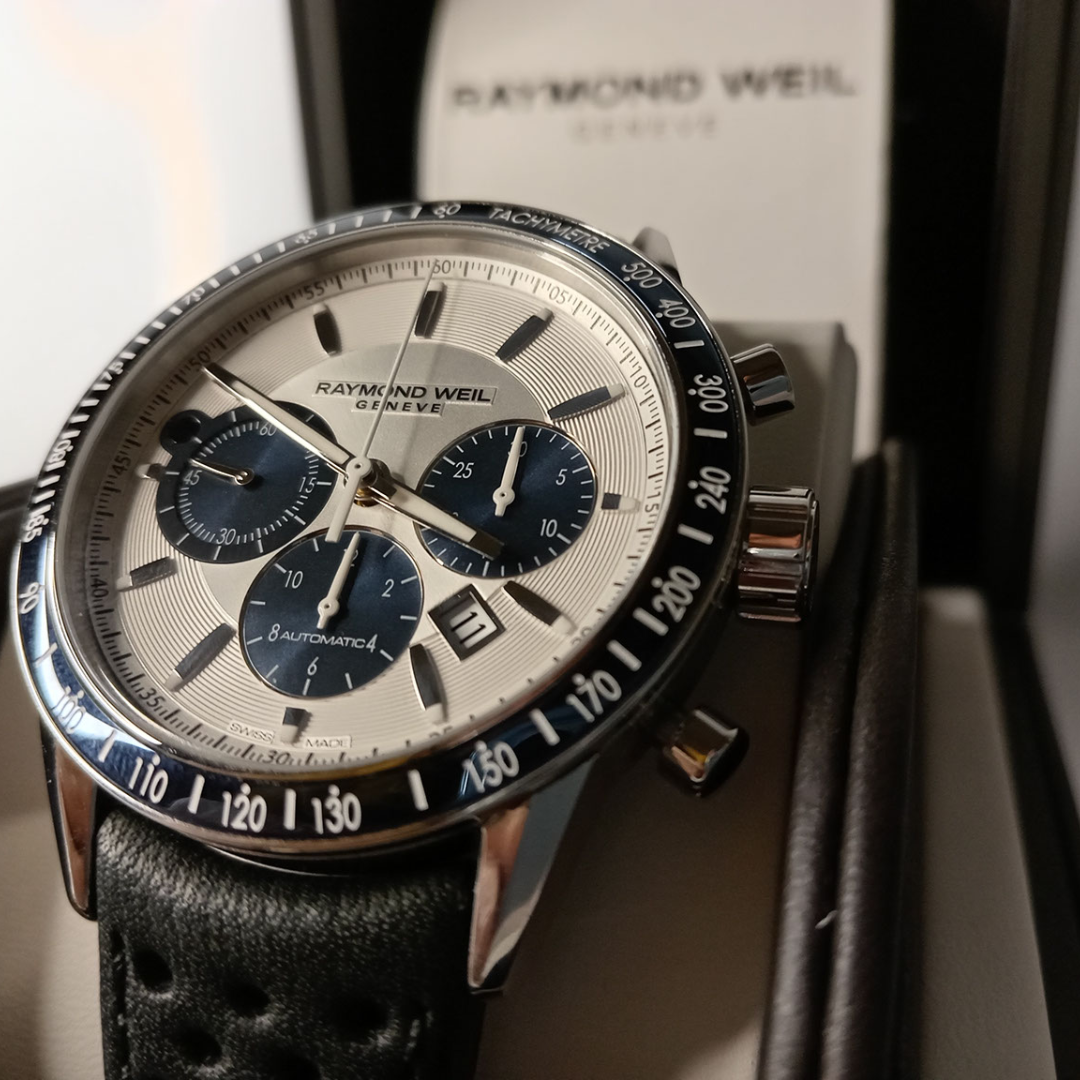 Reloj automático de plata para hombre Freelancer de Raymond Weil 7740-SC3-65521 de segunda mano