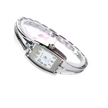 Soxy Silver Women´s watch with Rectangular Dial and Chain Link Stainless Steel Bracelet