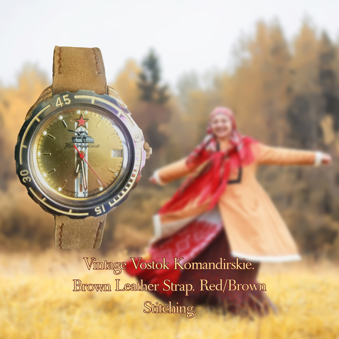 Vintage Vostok Komandirskie (Brown Leather Strap)