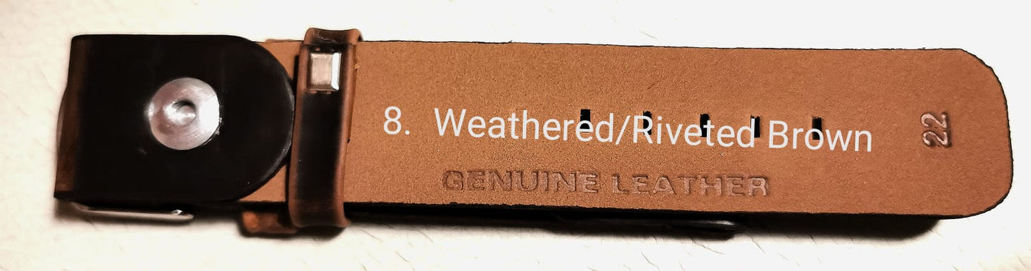 Weathered Top / Rivered Bottom - Brown Leather