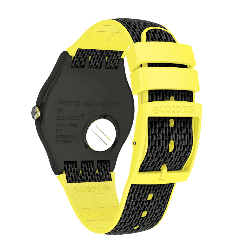 Swatch Night Cord Quartz Anthracite Dial Watch SUOB406