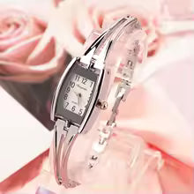 Soxy Silver Women´s watch with Rectangular Dial and Chain Link Stainless Steel Bracelet