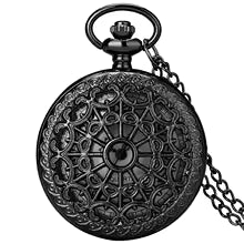 Hollow Black Spider Web Pattern Quartz Pocket Watch