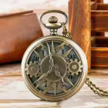 Exquisite Retro Bronze Steampunk Quartz Pocket Watch with Chain
