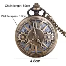 Exquisite Retro Bronze Steampunk Quartz Pocket Watch with Chain