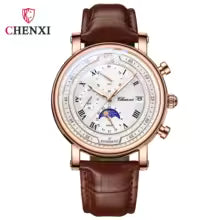 Chenxi Chronograph Date Men's Moon Phase Luminous Quartz Watch