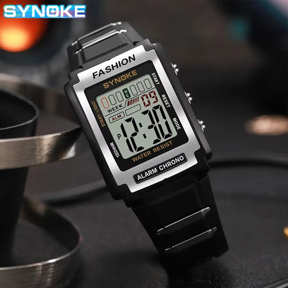 SYNOKE Men`s Rectangular Sports Digital Watch