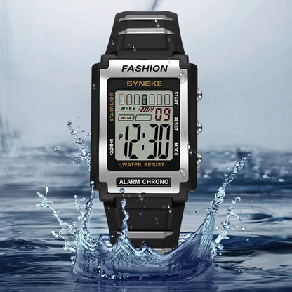 SYNOKE Men`s Rectangular Sports Digital Watch