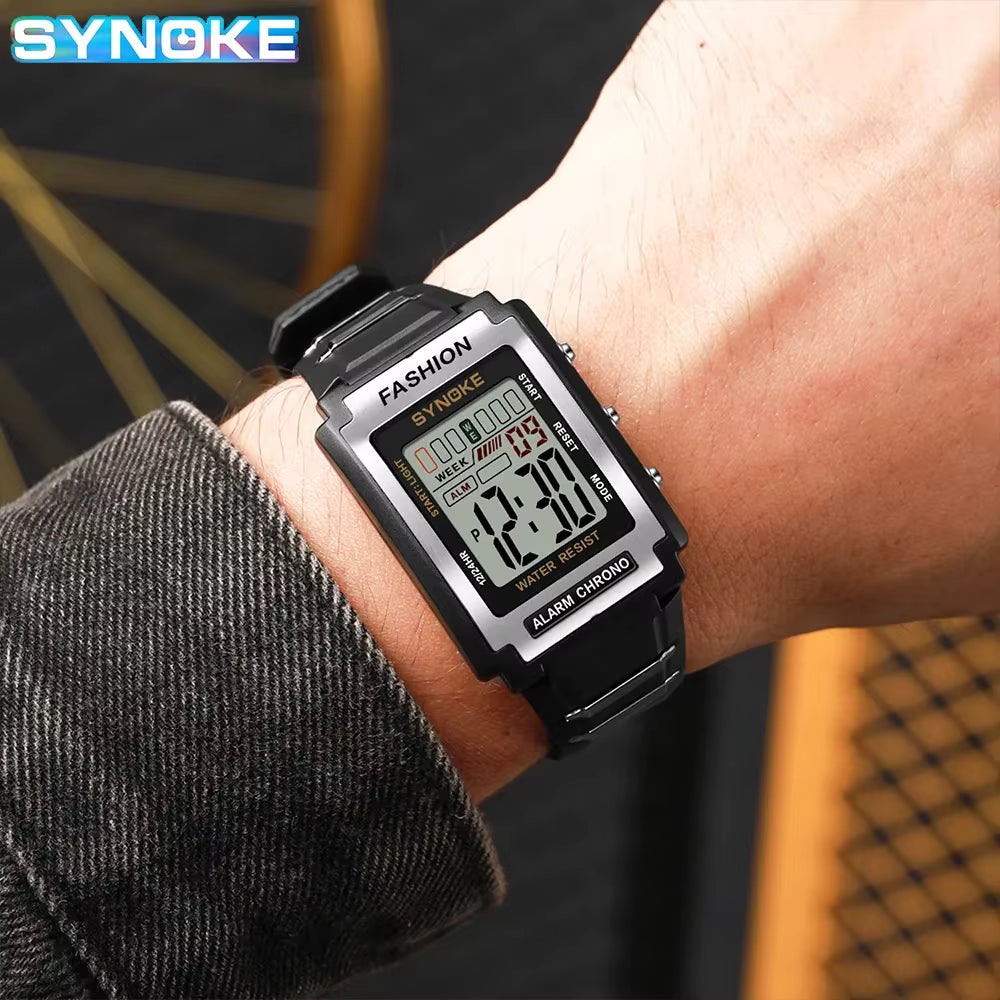 SYNOKE Men`s Rectangular Sports Digital Watch