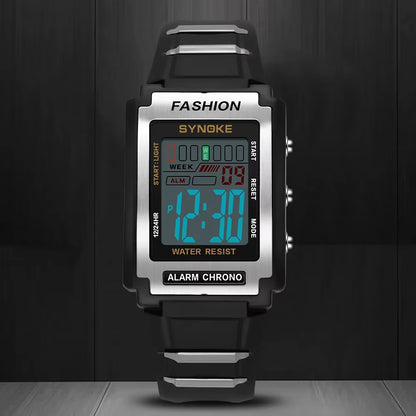 SYNOKE Men`s Rectangular Sports Digital Watch