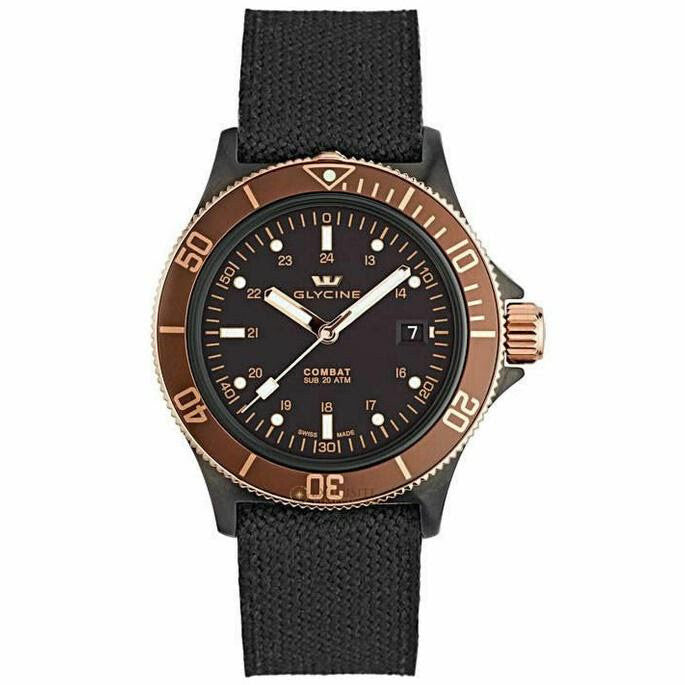 Reloj automático Glycine Combat Sub para hombre con bisel marrón oscuro