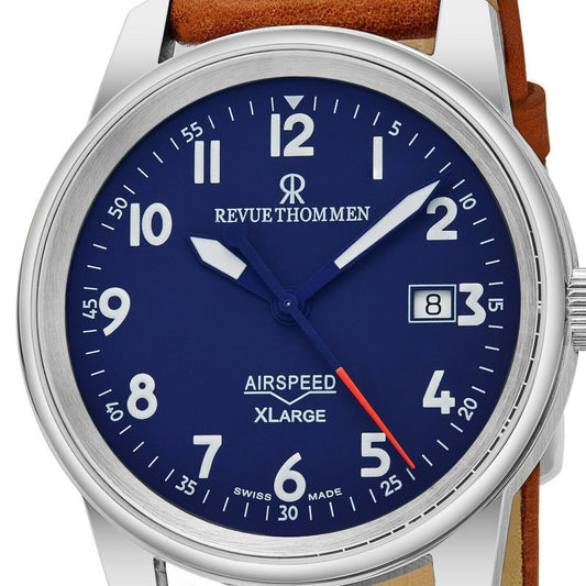 Revue Thommen Men's Air speed XL Marrón Correa de Cuero Reloj Mecánico 16052.2535