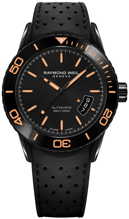 Reloj de hombre Raymond Weil Freelancer automático con esfera negra de segunda mano 2760-SB2-20001