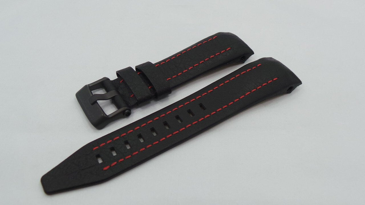 Vostok Europe Lunokhod Leather Strap 25mm Black/Red-Lun.25.L.B.Bk.R