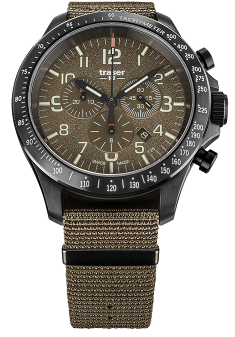 Traser P67 Officer Pro Cronógrafo Khaki Swiss-Made Tritium Watch 109459