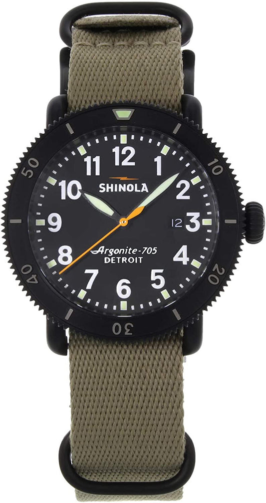 Shinola Runwell Sport Fabric 42mm Reloj de cuarzo para hombre de acero con PVD negro